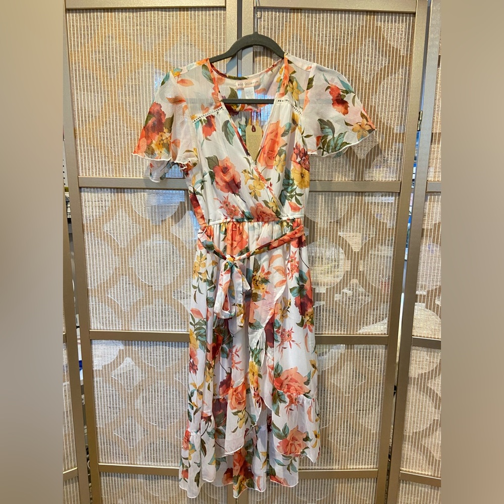BOG Collective midi dress in ivory rose, size small, new with tags